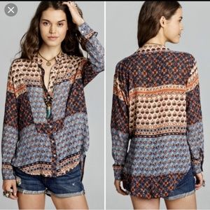 Free People Boho Light Long sleeve Blouse M